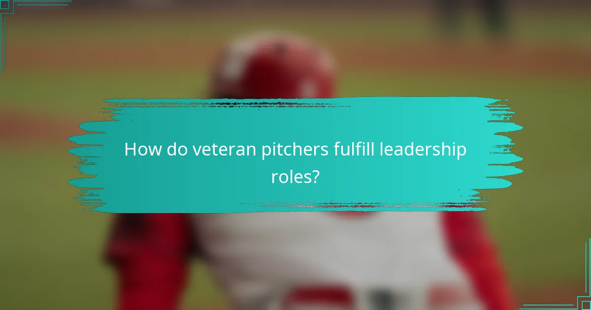 How do veteran pitchers fulfill leadership roles?